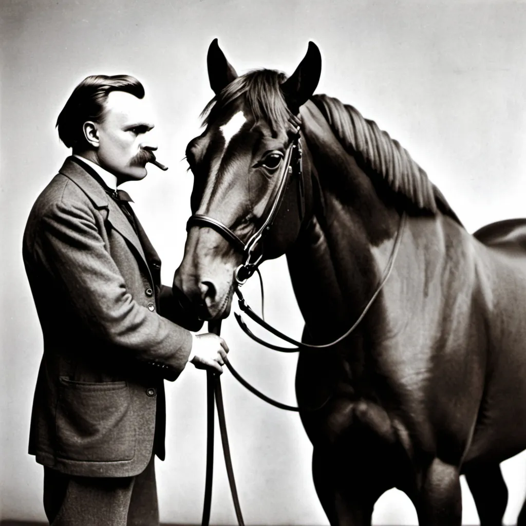 Prompt: nietzsche and the horse