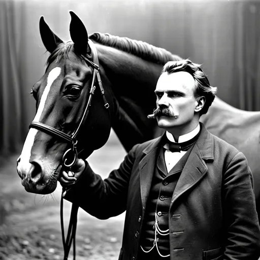 Prompt: nietzsche and the horse