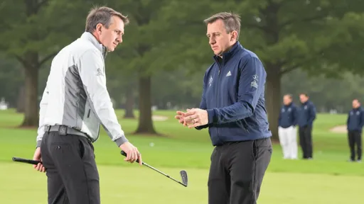 Prompt: steveastle coaching another golfer on a driving range at a PGA tour event

