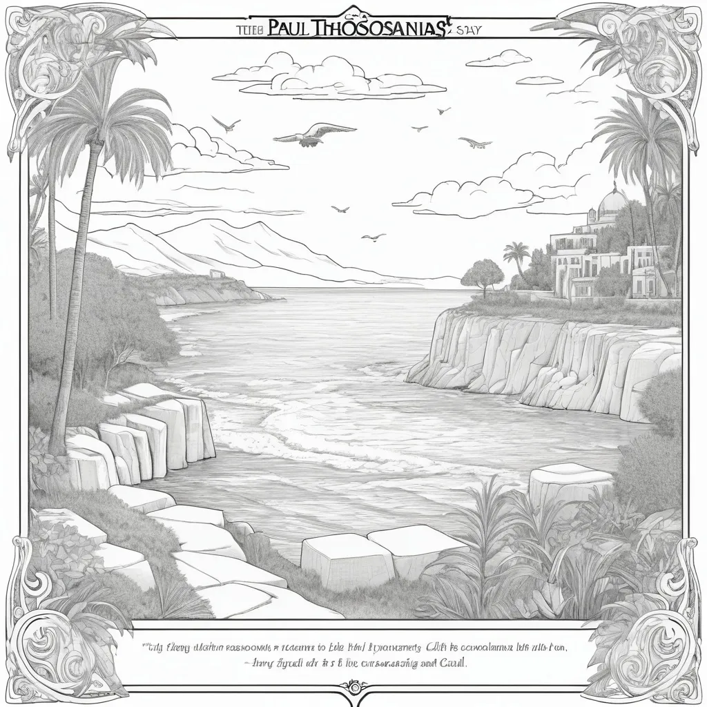 Prompt: B&W coloring book page, Paul’s letter to the Thessalonians encouraging them to be discerning, stay calm, and stay grounded. 