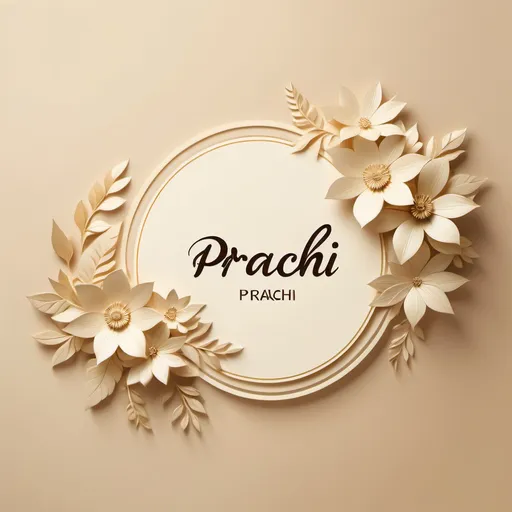 Prompt: spell name "Prachi" in a light gold in a aesthetic way, with aesthetic flower background and off white background shades having paper like look