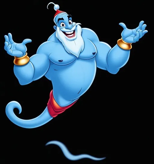 Prompt: Genie from Aladdin as Santa Claus