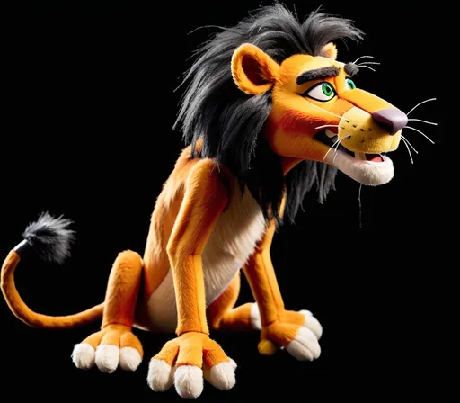 Prompt: Scar from The Lion King as a muppet with a scar on his right eye