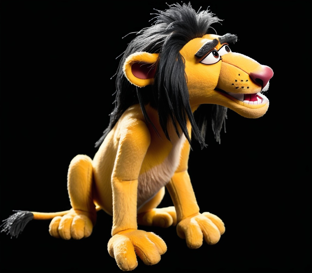 Prompt: Scar from The Lion King as a muppet with a scar on his right eye