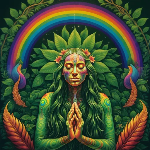 Prompt: ayahuasca psychedelic lgbtq green rainbow healing

