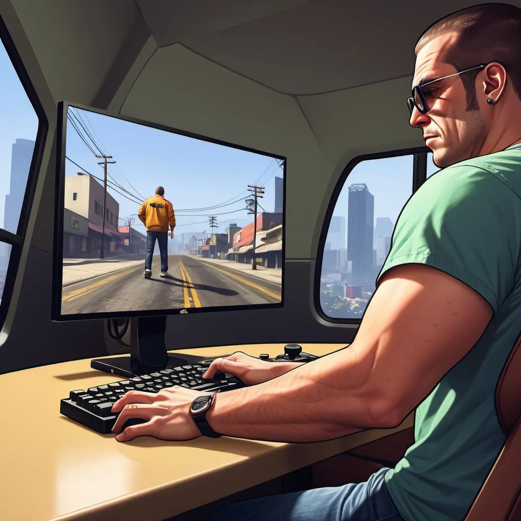 Prompt: Mensch der gta 6 spielt