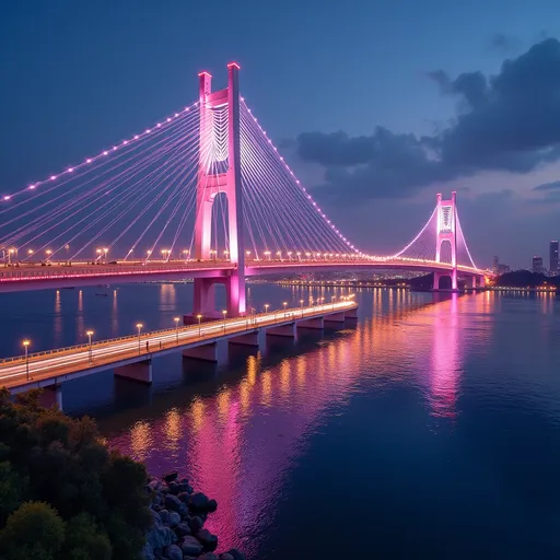 Prompt: beautiful big famous bridge with a digital touch

