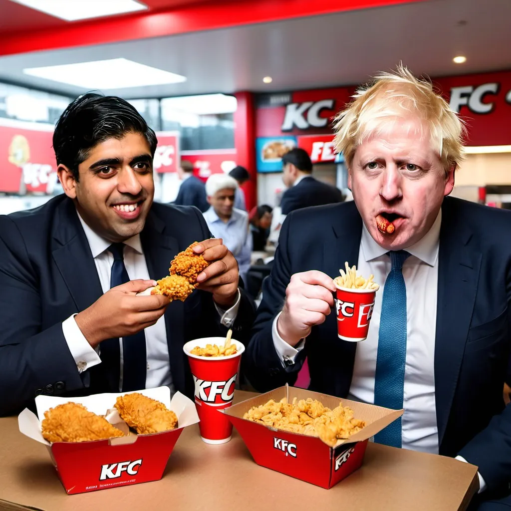 Prompt: boris johnson and rishi sunak eating kfc
