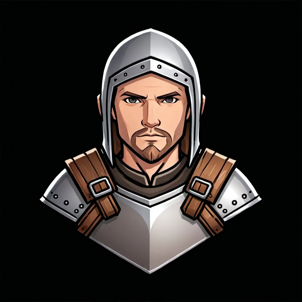 Prompt: archer unit icon for mobile game, open face, hair, brown chainmail, detaled face, chainmail helmet