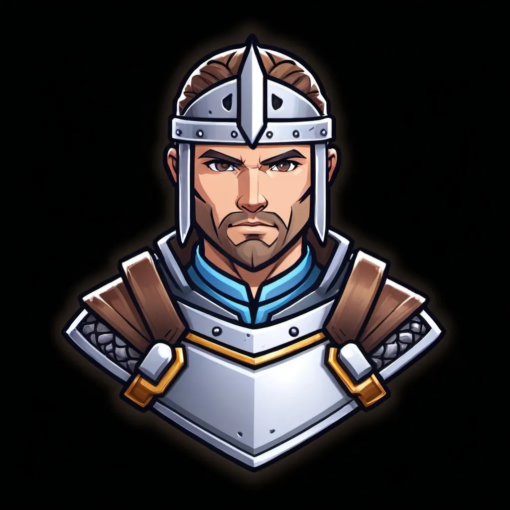 Prompt: archer unit icon for mobile game, open face, hair, brown chainmail, detaled face, chainmail helmet