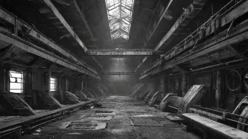 Prompt: BLACK BLEAK REALISTIC FUTURISTIC INDUSTRIAL ABANDONED CORRUPTED C1X EXPLORATION GRAINY OLD GRAYSCALE