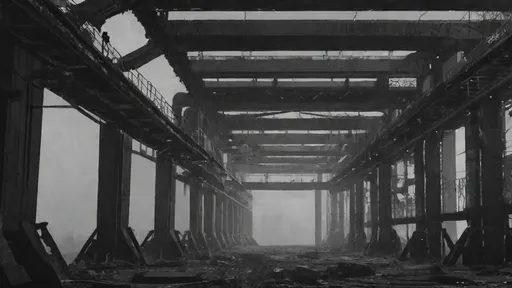 Prompt: BLACK BLEAK REALISTIC FUTURISTIC INDUSTRIAL ABANDONED CORRUPTED C1X EXPLORATION GRAINY OLD GRAYSCALE