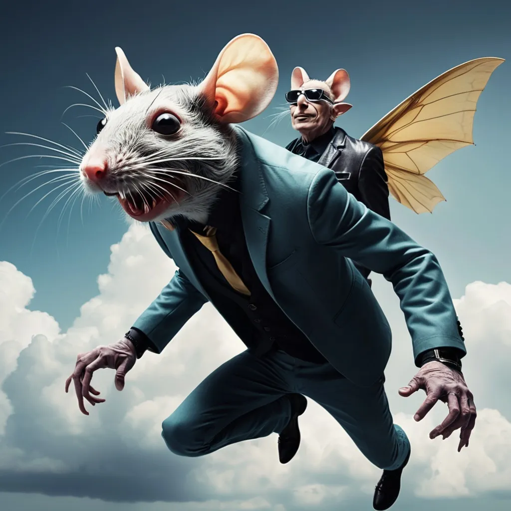 Prompt: freaky man and sigma flying rat