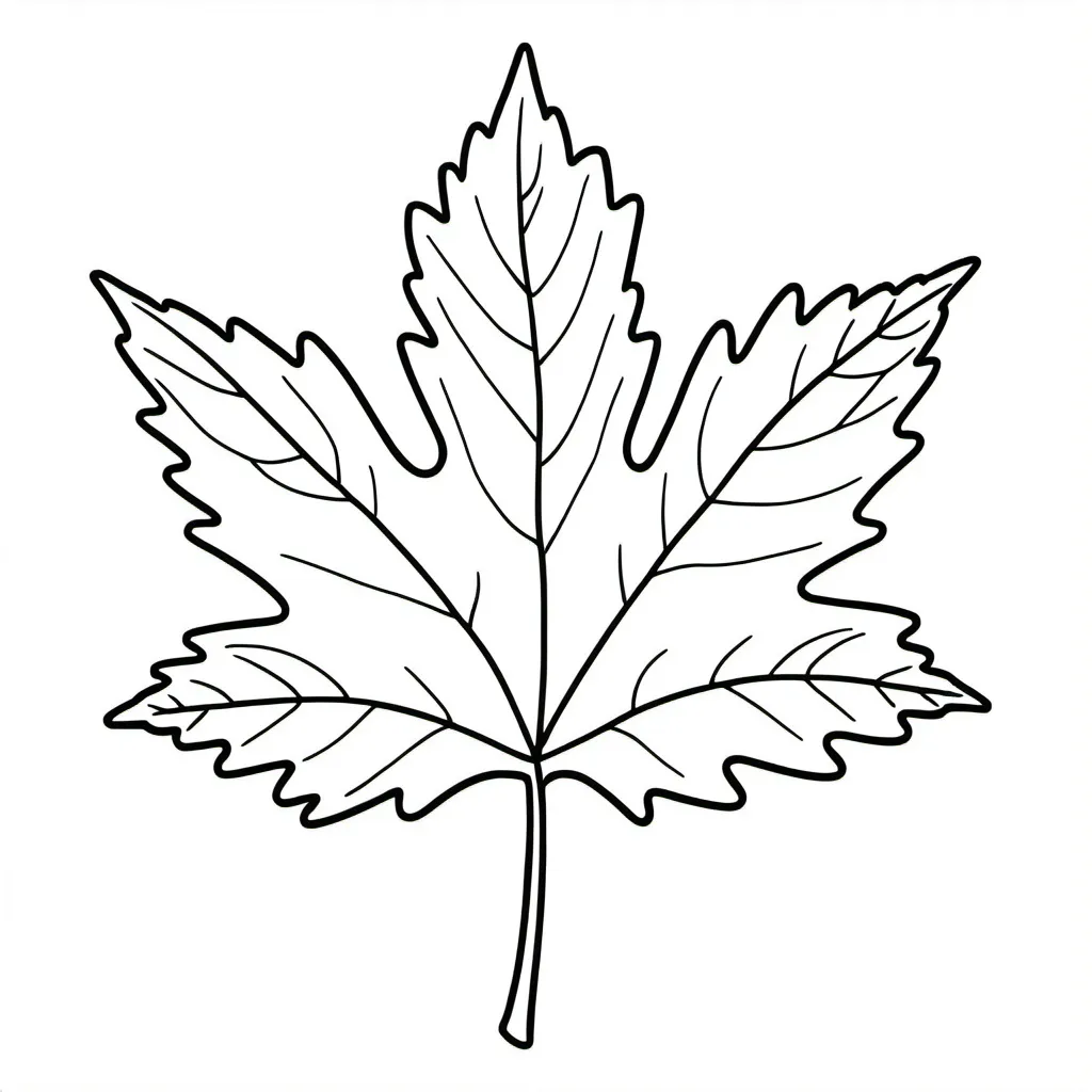 Prompt: Coloring book line art simple leaf of london planetree