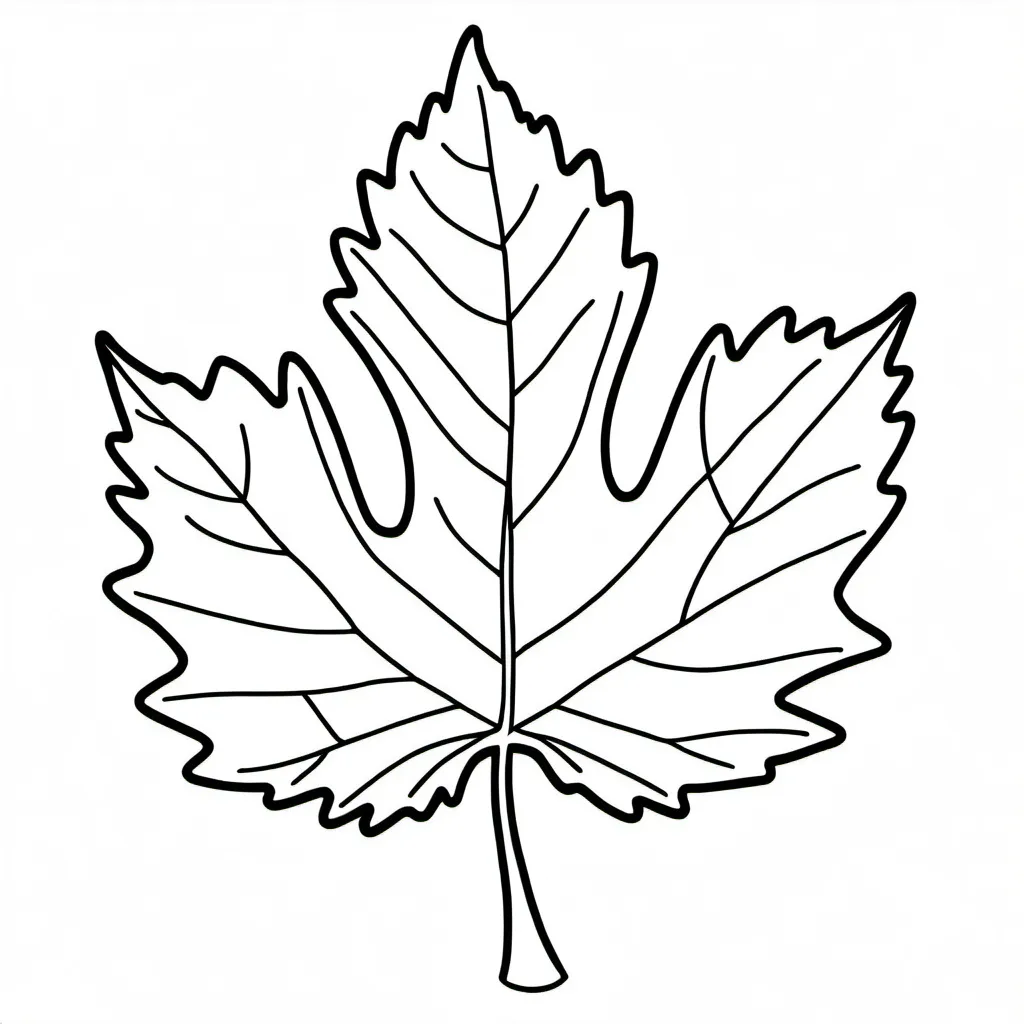Prompt: Coloring book line art simple leaf of london planetree