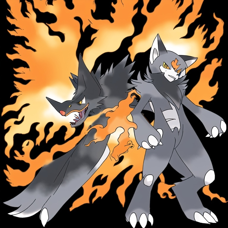 Prompt: skelliton wolf
dark and flame tyep