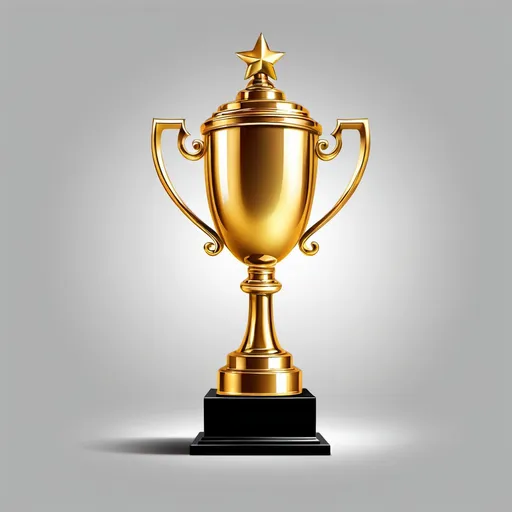 Prompt: Make an image of a gold trophy. transparent background.