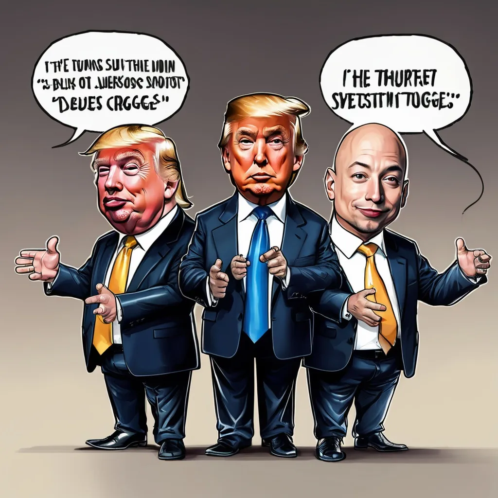 Prompt: Trump Musk Bezos as the Three Stooges
