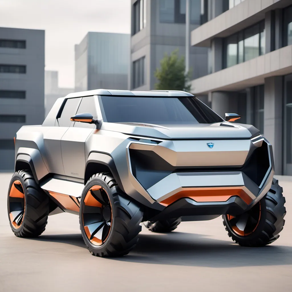 Prompt: Futuristic labogini avetetdor pickup truck 