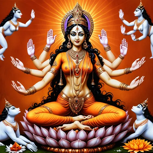 Prompt: hindu goddess shakti with more hands  i want to edit with personal photograph
