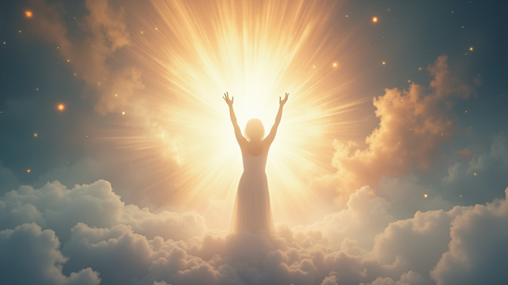 Prompt: Beautiful light energy radiating out from a white silhouette 