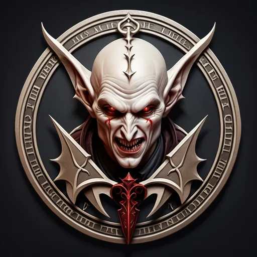 Prompt: An academic emblem for vampire/elf depicting Warrior and Healer school