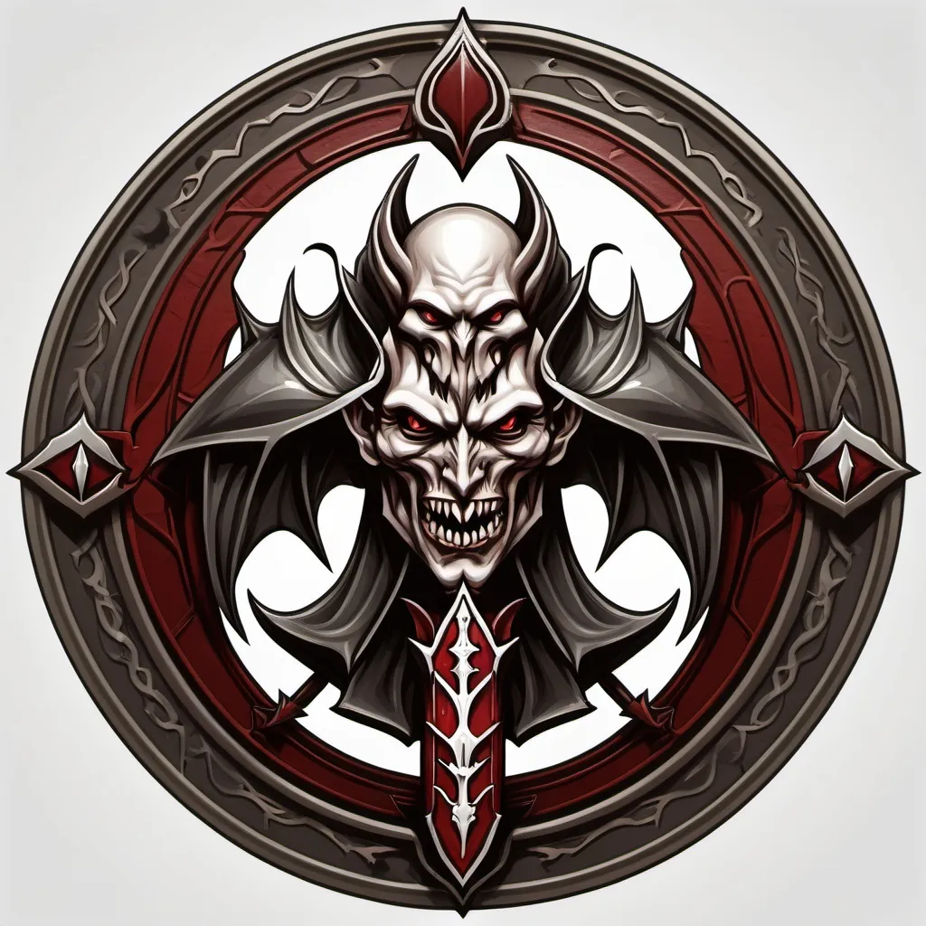 Prompt: An academic emblem for vampire/elf depicting Warrior and Healer school