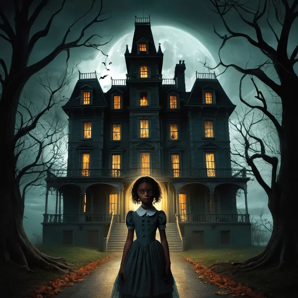 Prompt: Aubriegh and the haunted house 