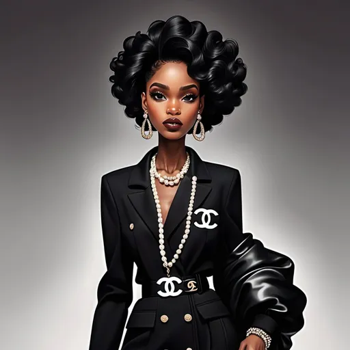 Prompt: Black cartoon women wearing Chanel 


