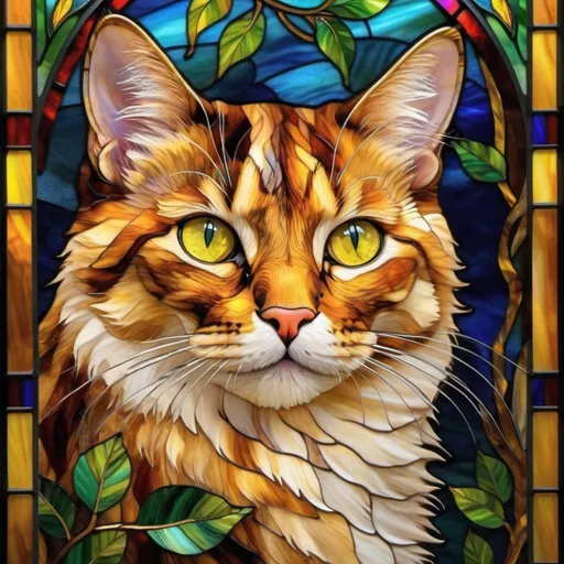 Prompt: stunning cat with golden eyes, ultra-detailed, high quality, masterpiece, captivating expression, soft fur with intricate patterns, serene ambiance, gentle lighting highlighting its features, vibrant colors enhancing the natural beauty, meticulously crafted environment, lush greenery in the background, inviting mood, artistic brilliance, perfect for cat lovers.