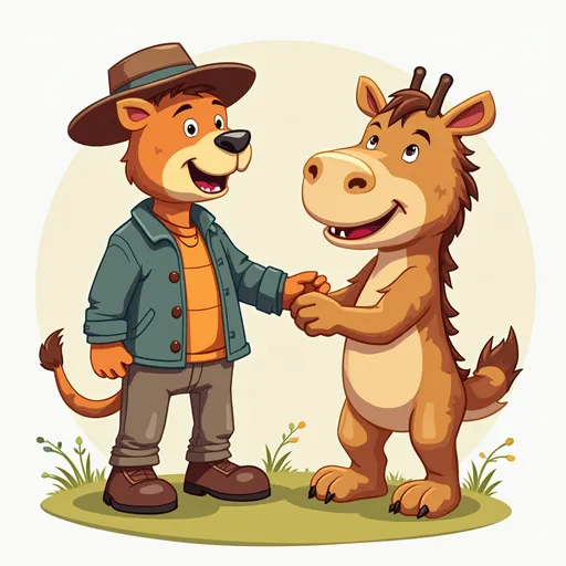 Prompt: “Create cartoon colorful clipart for handler of miscellaneous animals