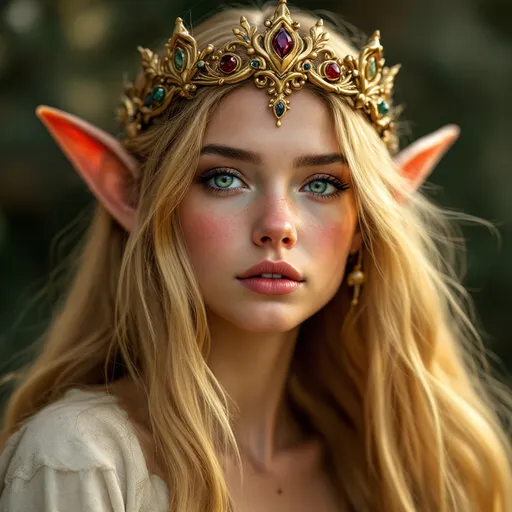Prompt: Elf with a crown with long golden hair