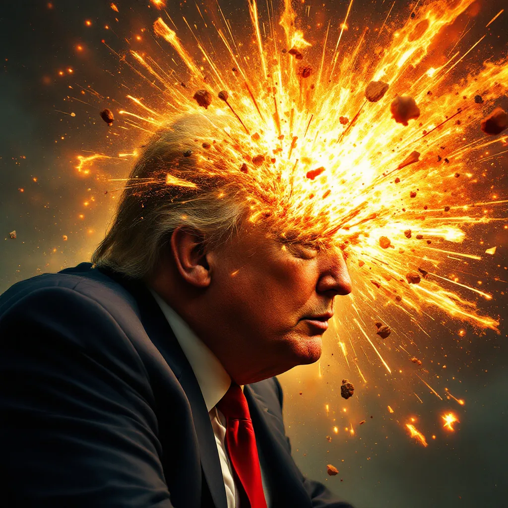 Prompt: Donald Trump with his head exploding