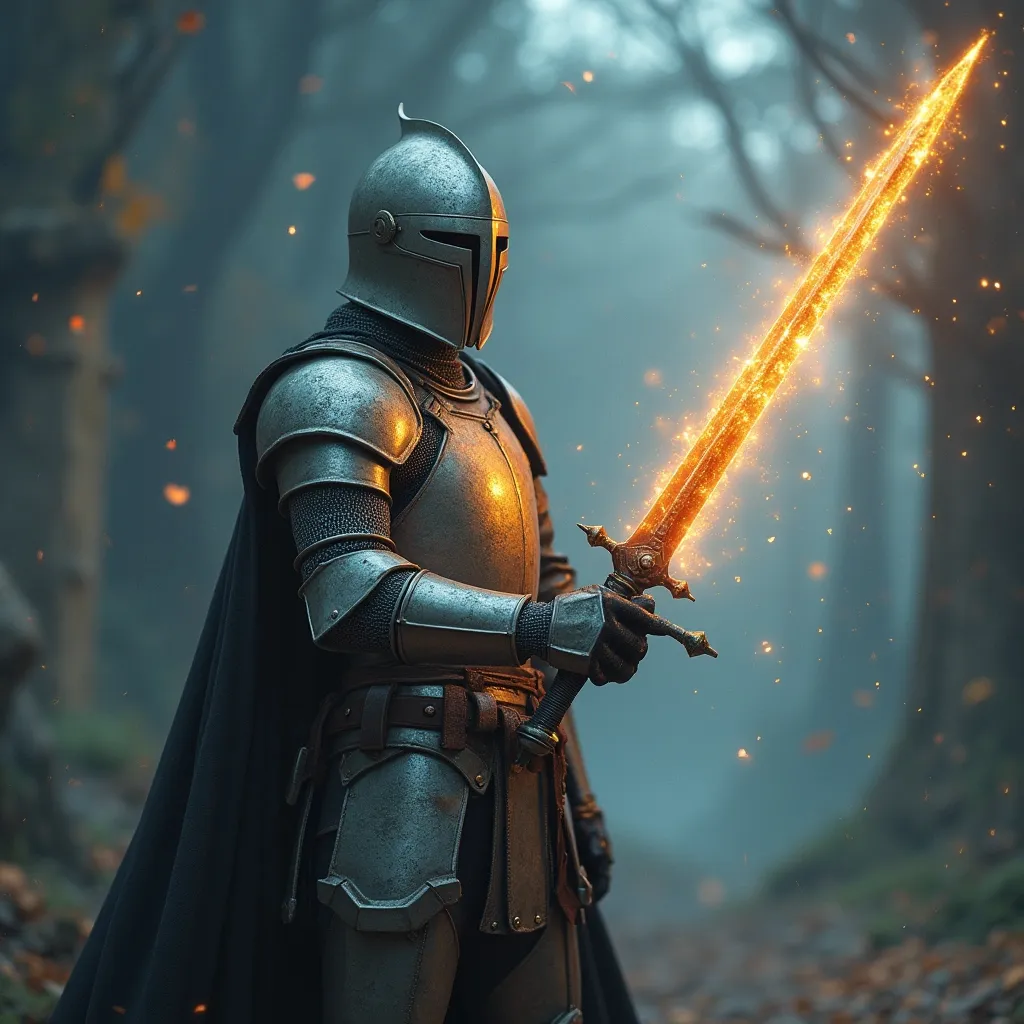 Prompt: Knight wielding a magical sword