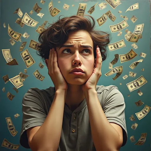 Prompt: A person looking confused after realising they had been cheated out of money by Open Art