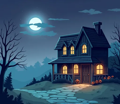 Prompt: spooky shop background
