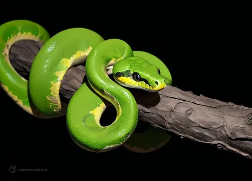 Prompt: 2d flat, vector art, cloudy day, cover art, bright colors, cute illustration of snake on a tree branch
