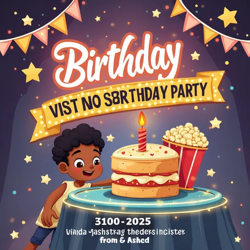 Prompt: create a birthday flyer for a birthday party on 1 June 2025 for Leonidda "Lilo" at 3:00 - 5:30pm.  Location: King Ranger Theater.  Pizza, popcorn and beverages will be provided.  Seating is limited, so RSVP at your earliest 