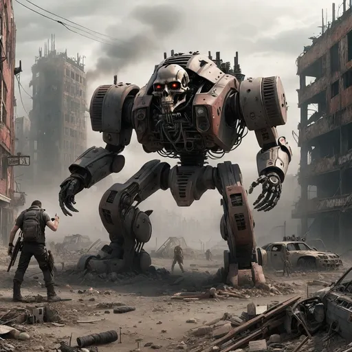 Prompt: post-apocalyptic world ruled by skynet