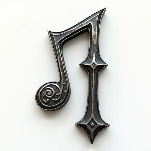 Prompt: Gothic-style metal quarternote, without background