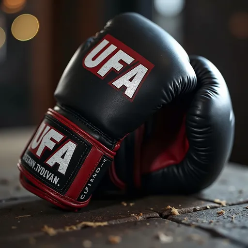 Prompt: make a pair of MMA gloves with the brand UFA on it
