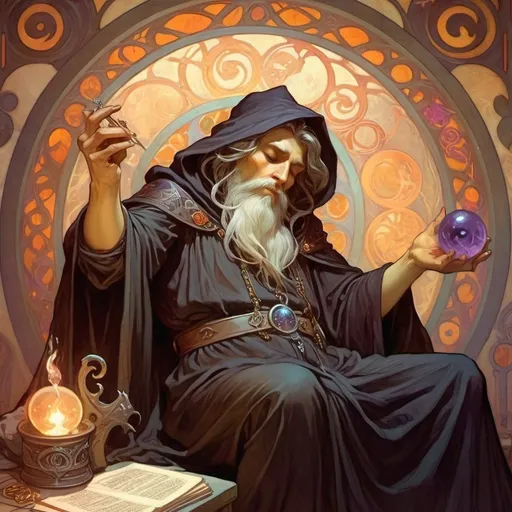 Prompt: A dark wizard casting the dungeons and dragons spell, Sleep, on somebody else. 