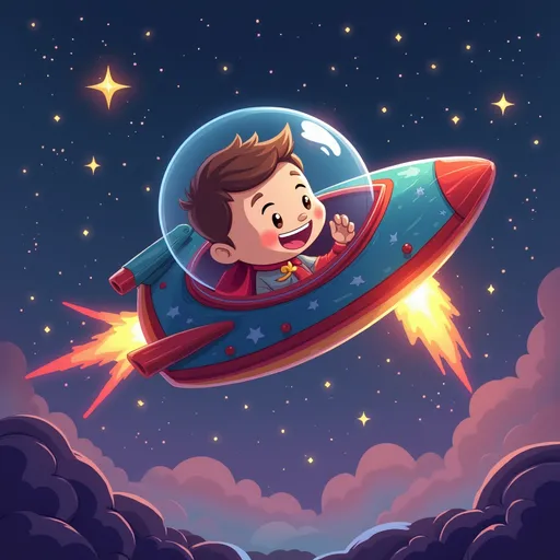 Prompt: A spaceship cartoon that’s magical 