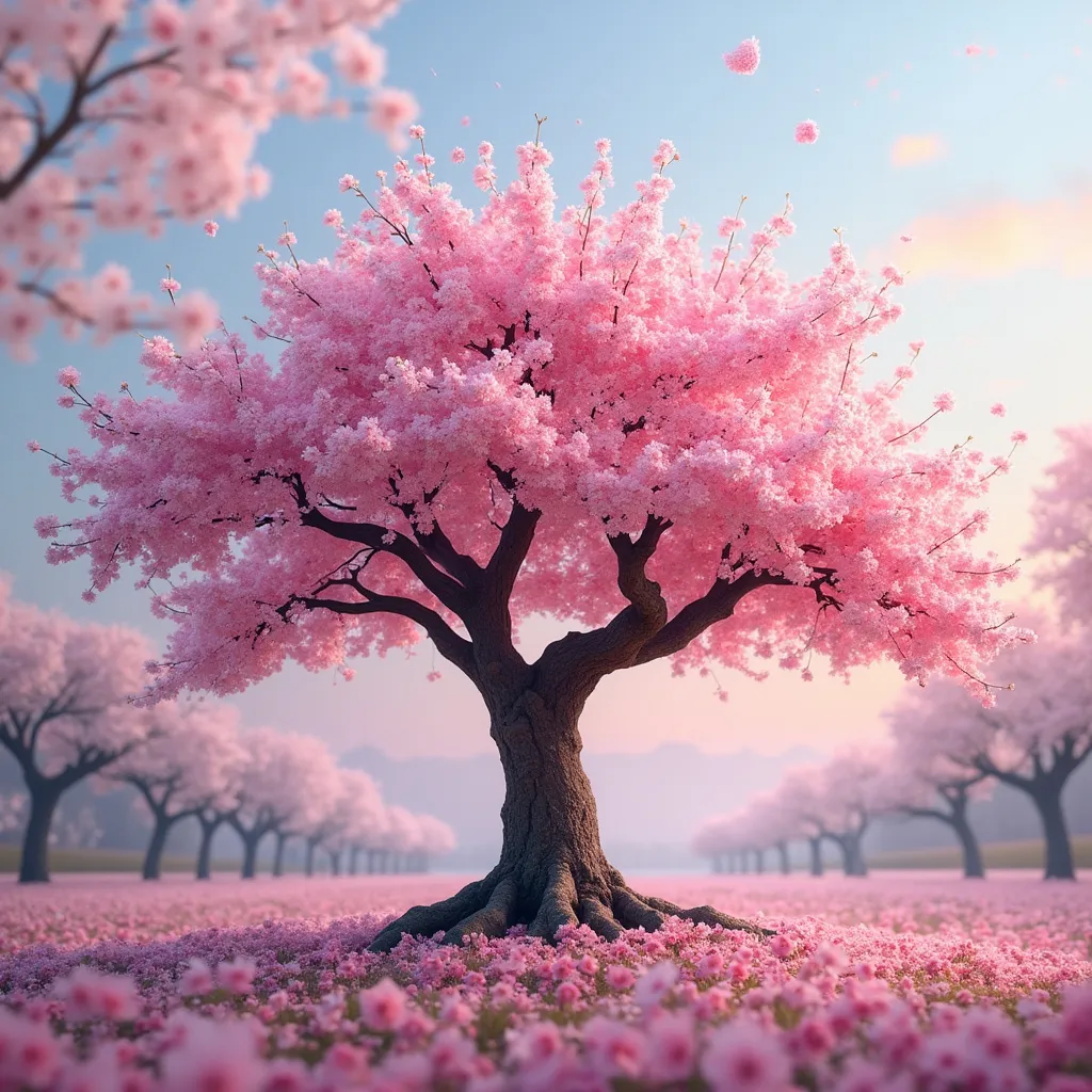 Prompt: A cherry blossoms tree in full bloom