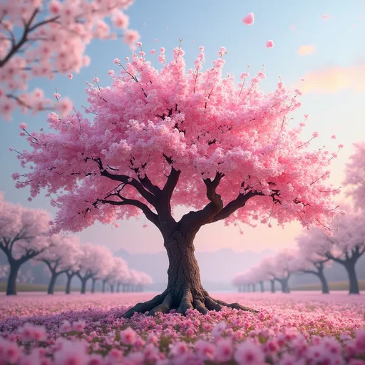 Prompt: A cherry blossoms tree in full bloom