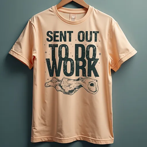 Prompt: T-Shirt with the Words "SENT OUT TO DO WORK" in the front