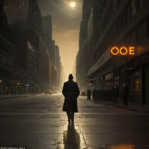 Prompt: man walking down deserted downtown manhattan
