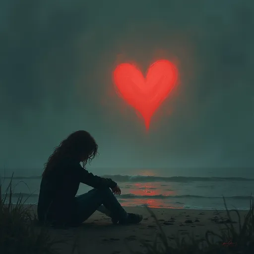 Prompt: No person art! Just a atmospheric art showcasing heartbreak 💔 