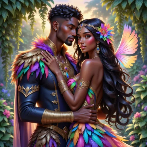 Prompt: @dAqm5U9nB7qivhO0t5sJ is being embraced by a handsome brown skinned prince with short hair