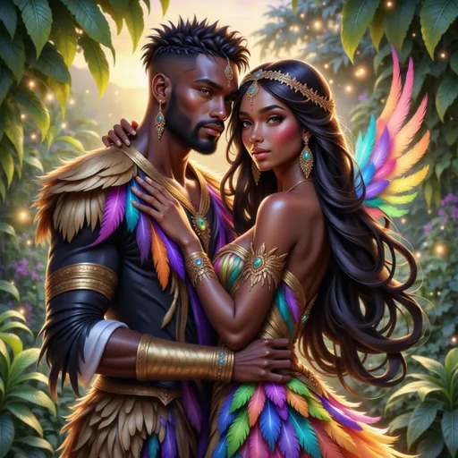 Prompt: @dAqm5U9nB7qivhO0t5sJ is being embraced by a handsome brown skinned prince with short hair